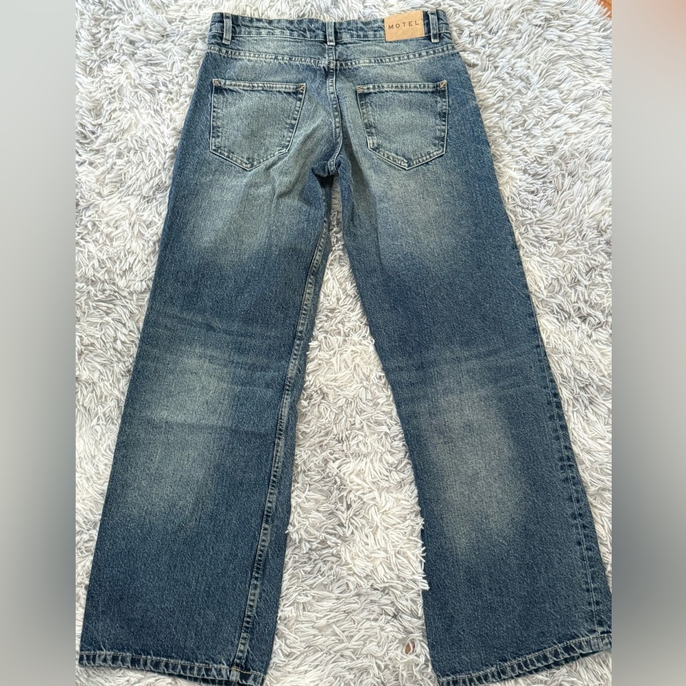 Motel Rocks Low Rise Parallel Jeans In Steel Blue - Picture 3 of 5